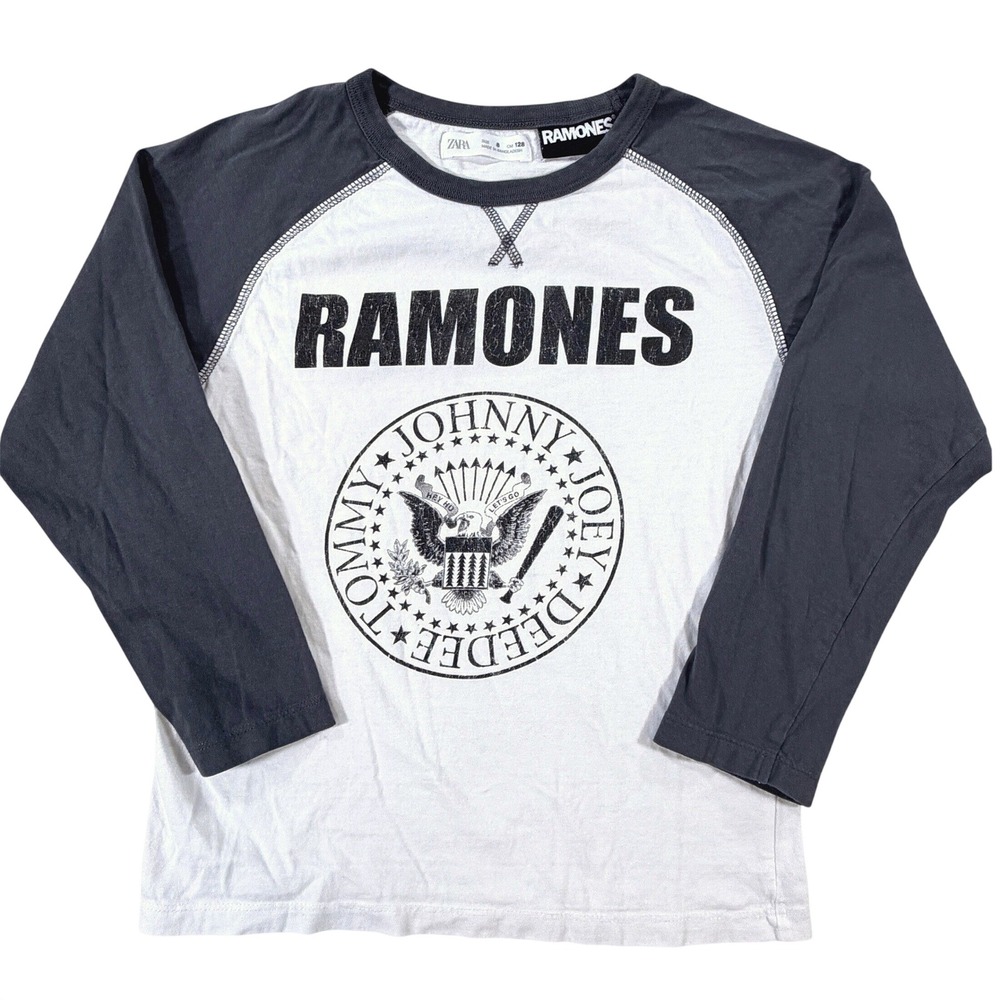Ramones Raglan Tee Zara Kids 8 White Gray Band Shirt World Tour Graphic Tee